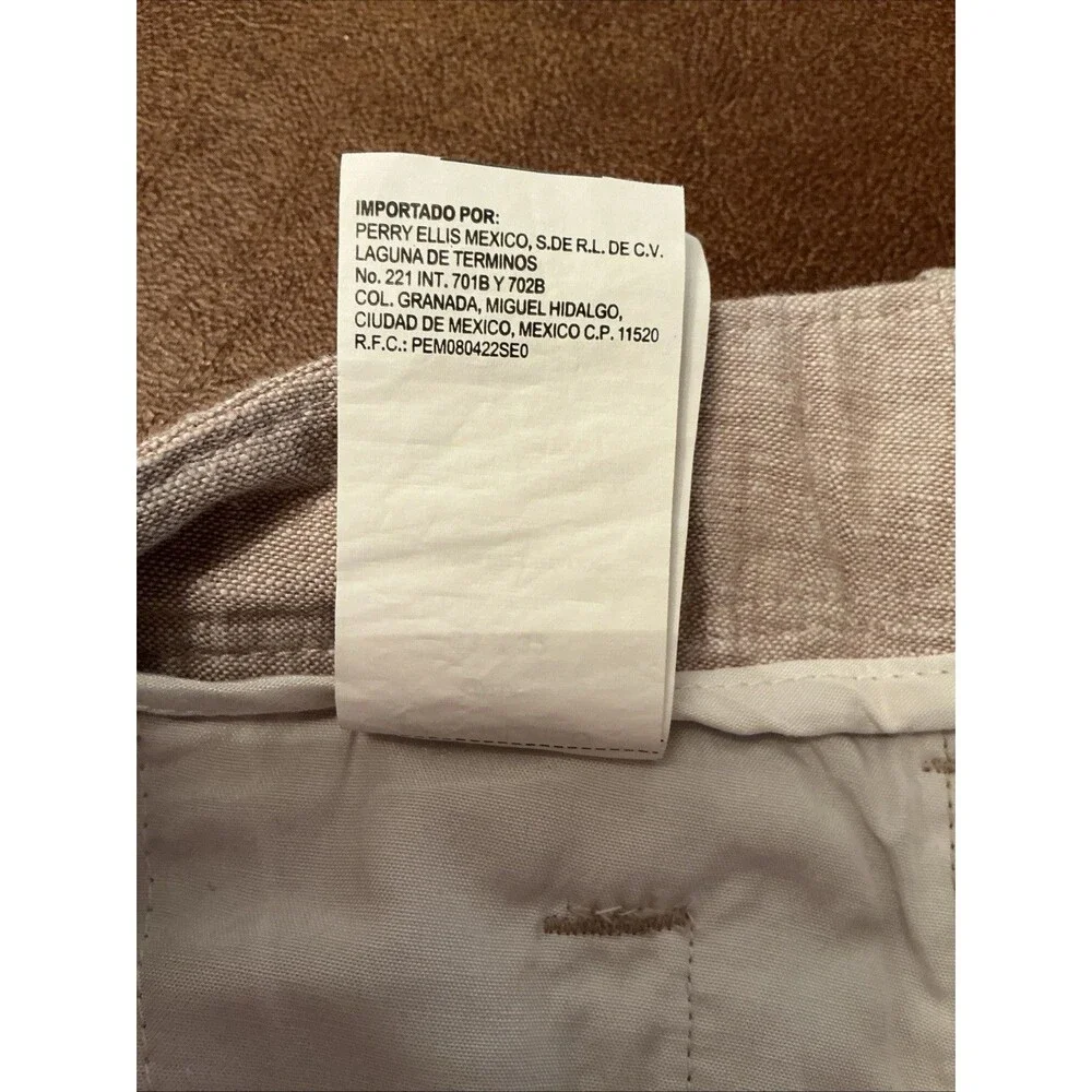 NWOT Perry Ellis Men’s Linen/Cotton Wide Leg Taupe Pants Sz 33X32